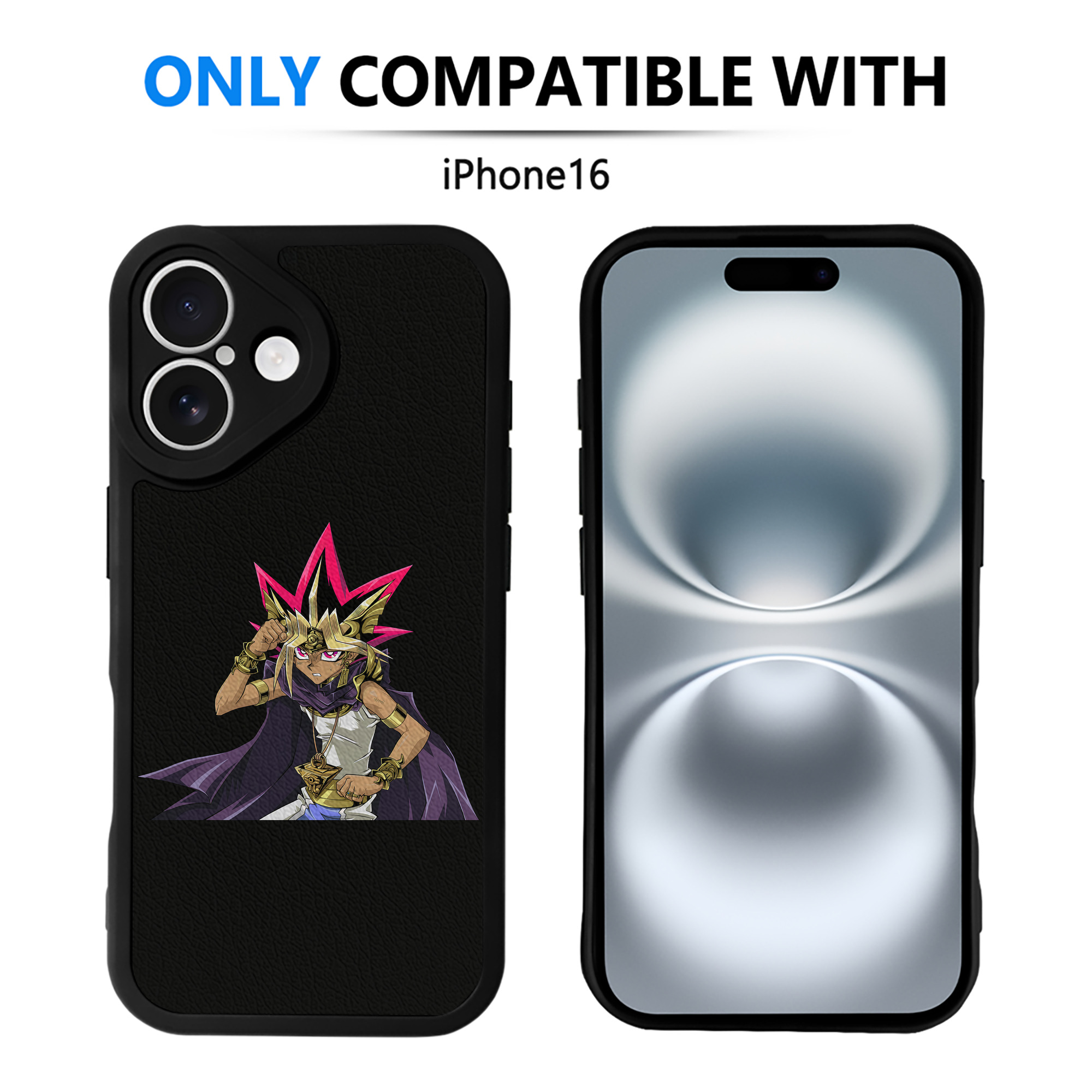 （画像用） 遊☆戯☆王 Yu-Gi-Oh! 【iPhone 16シリーズ対応】シリコンスマホケース（レザー調） 材質：シリコン